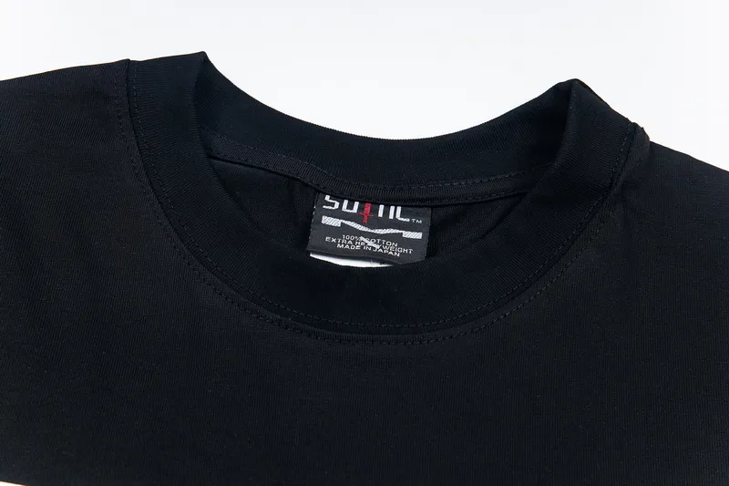 110💰S12# Meichao SAINT white ink direct-injection pure cotton 260g loose short-sleeved T-shirt black, white gray S-XL